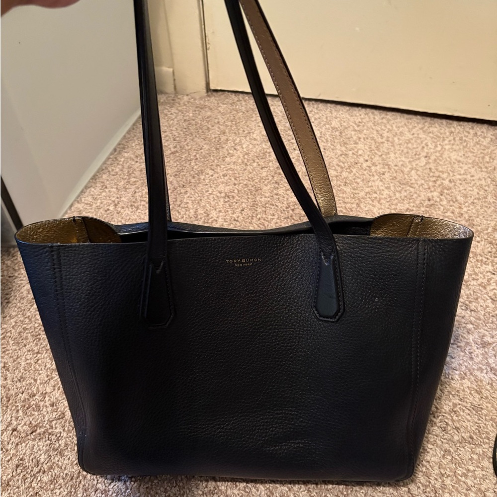 Tory Burch Black Pebbled Leather Tote